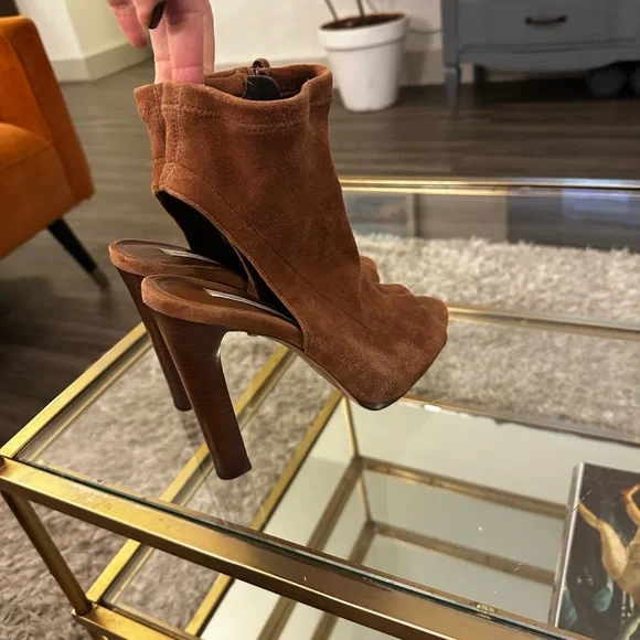 🥳 Diane Von Furstenberg Suede Open Toe Dress Bootie - Picture 2 of 9